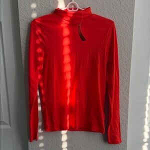 Red Turtleneck Women's Top